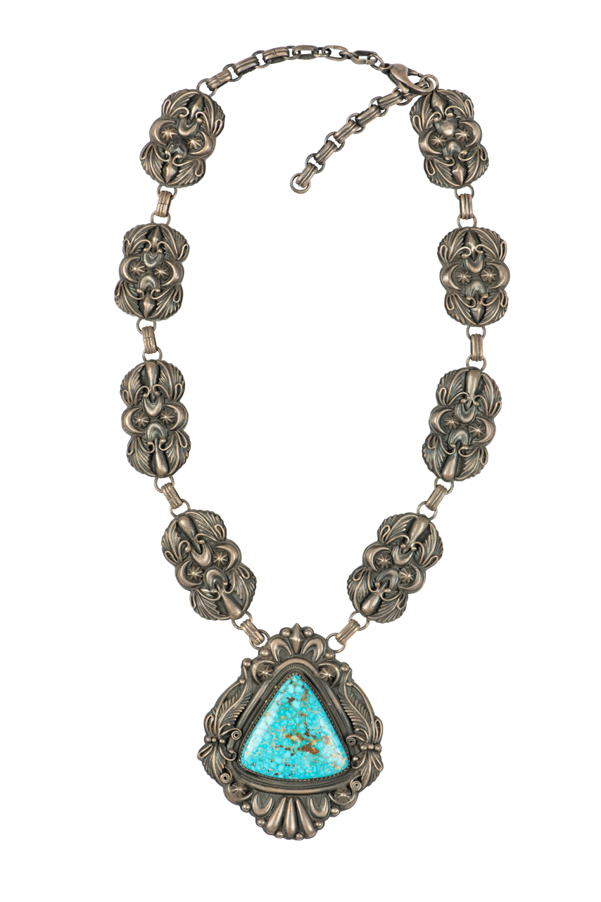 Birdseye Kingman Turquoise Silver Necklace