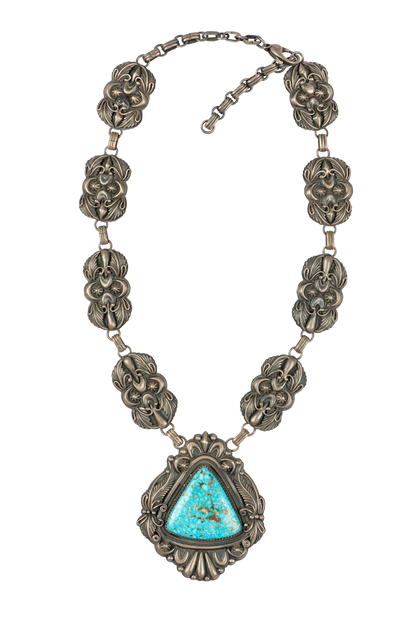 Birdseye Kingman Turquoise Silver Necklace