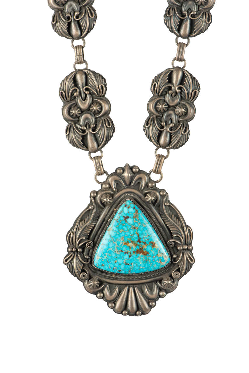 Birdseye Kingman Turquoise Silver Necklace