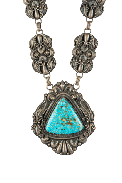 Birdseye Kingman Turquoise Silver Necklace