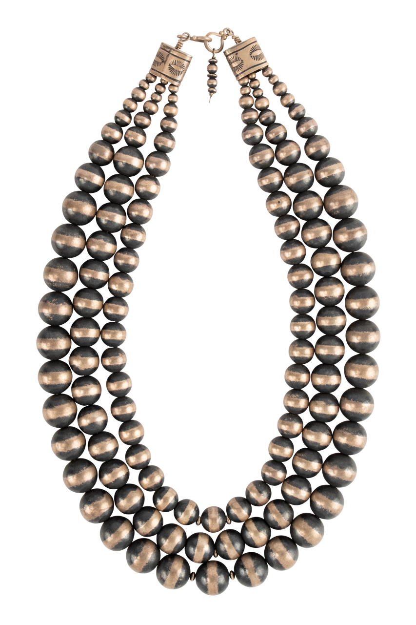 Navajo Pearl & Oxidized Silver Statement Necklace