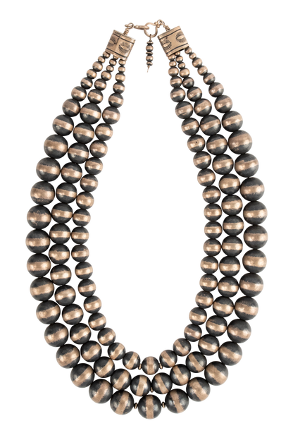 Navajo Pearl & Oxidized Silver Statement Necklace