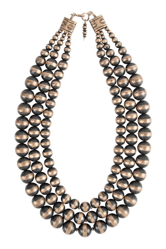 Navajo Pearl & Oxidized Silver Statement Necklace