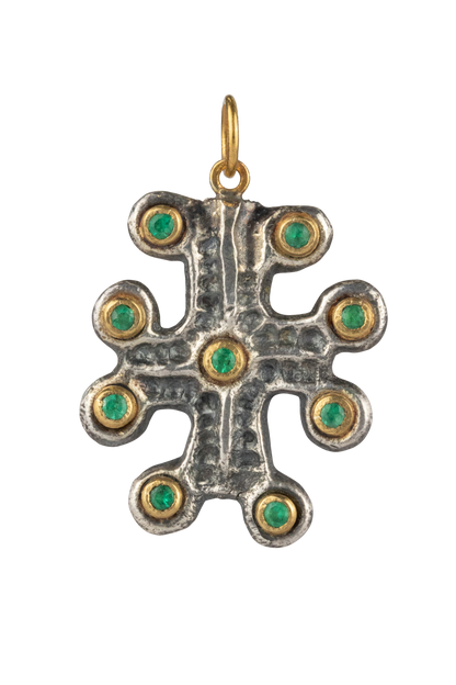 Emerald & Gold Cross Pendant