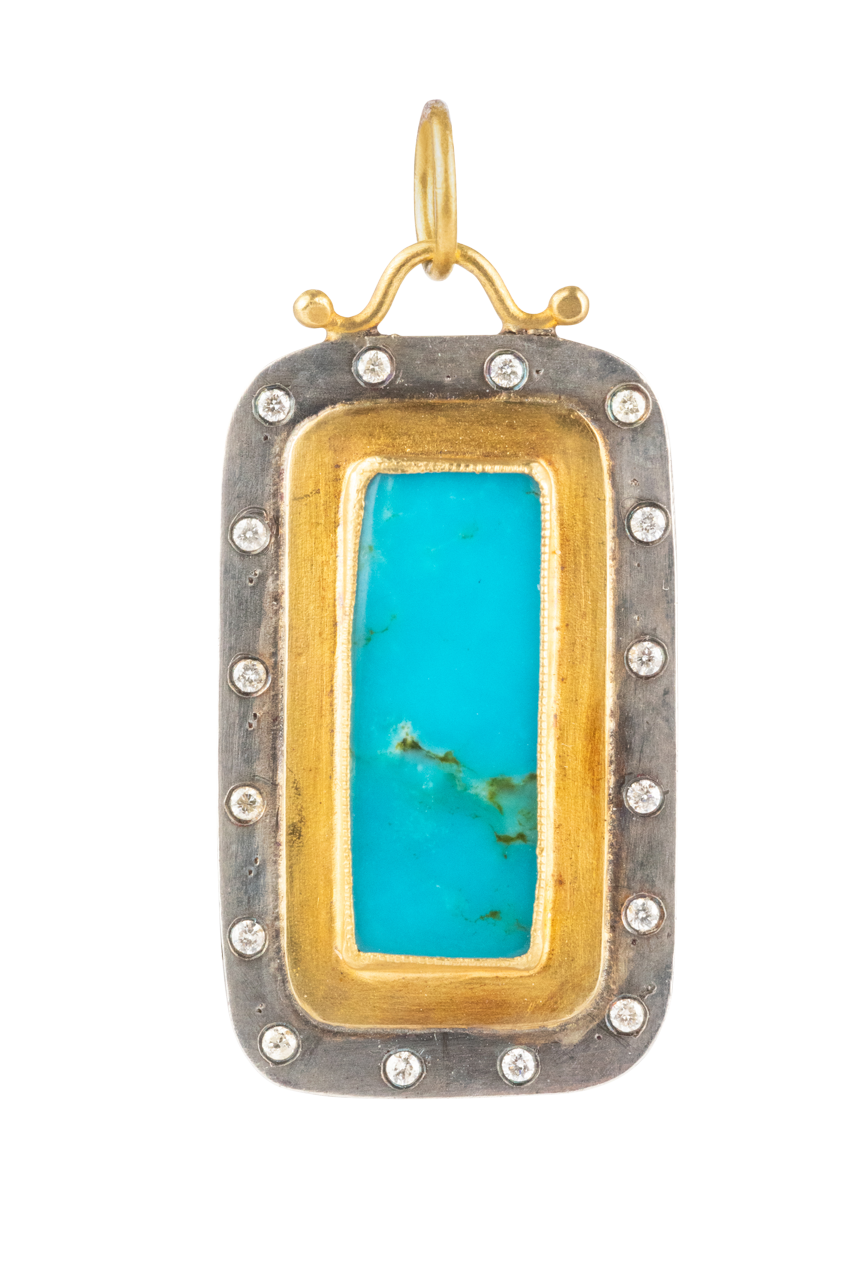 Sleeping Beauty Turquoise & Diamond Pendant