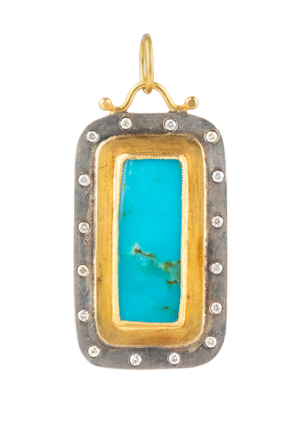 Sleeping Beauty Turquoise & Diamond Pendant