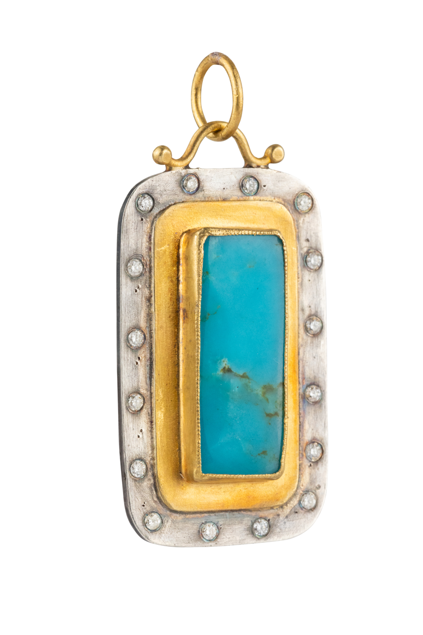 Sleeping Beauty Turquoise & Diamond Pendant