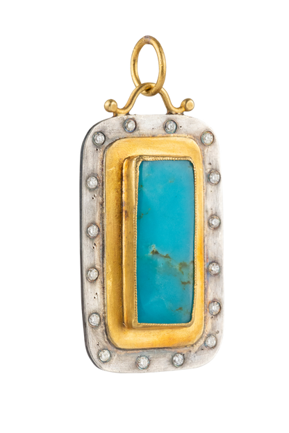 Sleeping Beauty Turquoise & Diamond Pendant