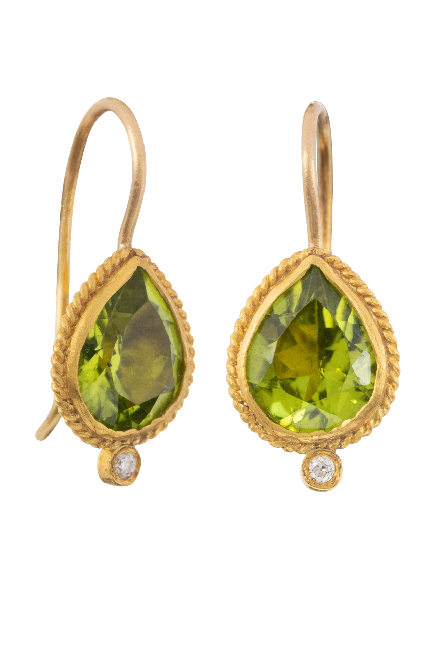 Pear Cut Peridot Drop Earrings