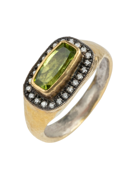 Round Peridot & Diamond Ring