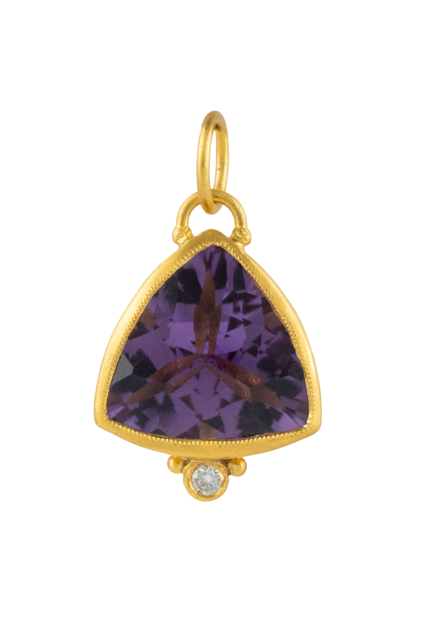 Trillion Cut Amethyst & Diamond Pendant