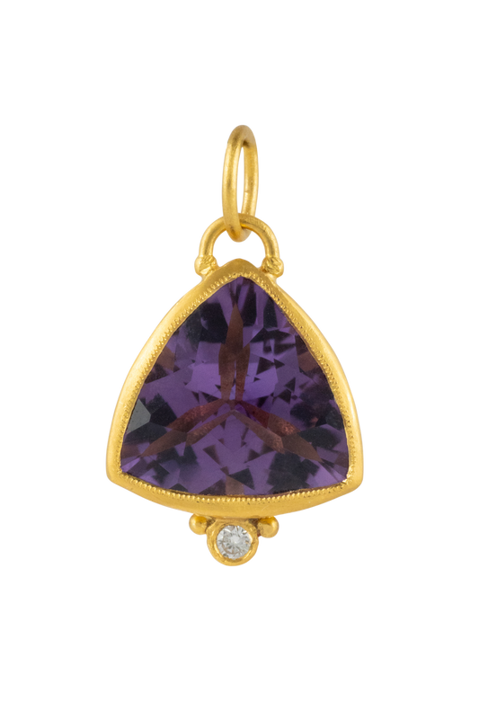 Trillion Cut Amethyst & Diamond Pendant