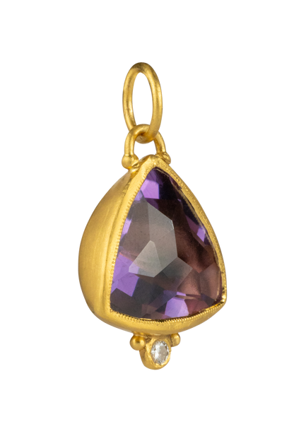 Trillion Cut Amethyst & Diamond Pendant