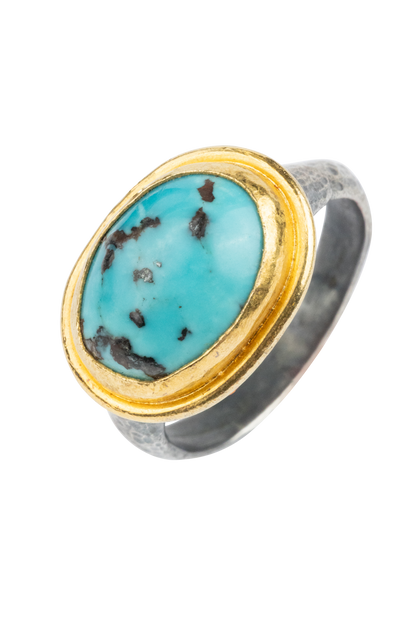 Turquoise & 24K Gold Ring