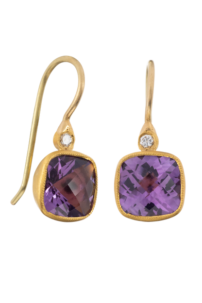 Amethyst & Diamond Drop Earrings