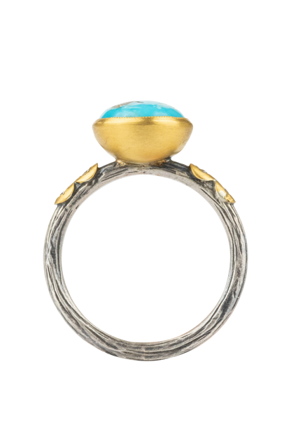 Round Bisbee Turquoise & Diamond Ring