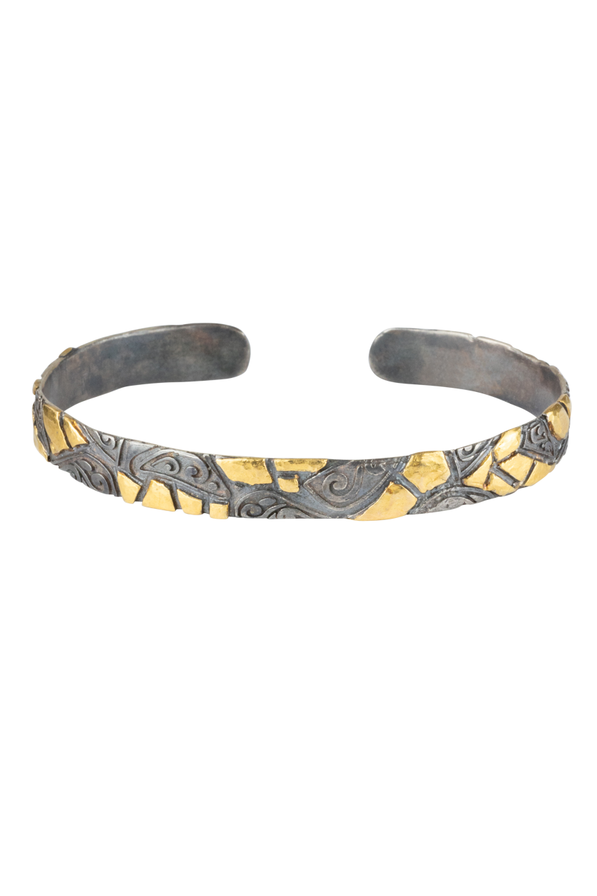 Silver & Gold Swirl Cuff Bracelet