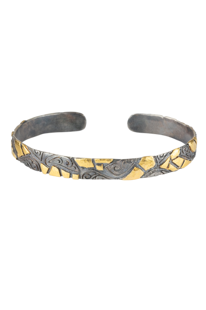 Silver & Gold Swirl Cuff Bracelet