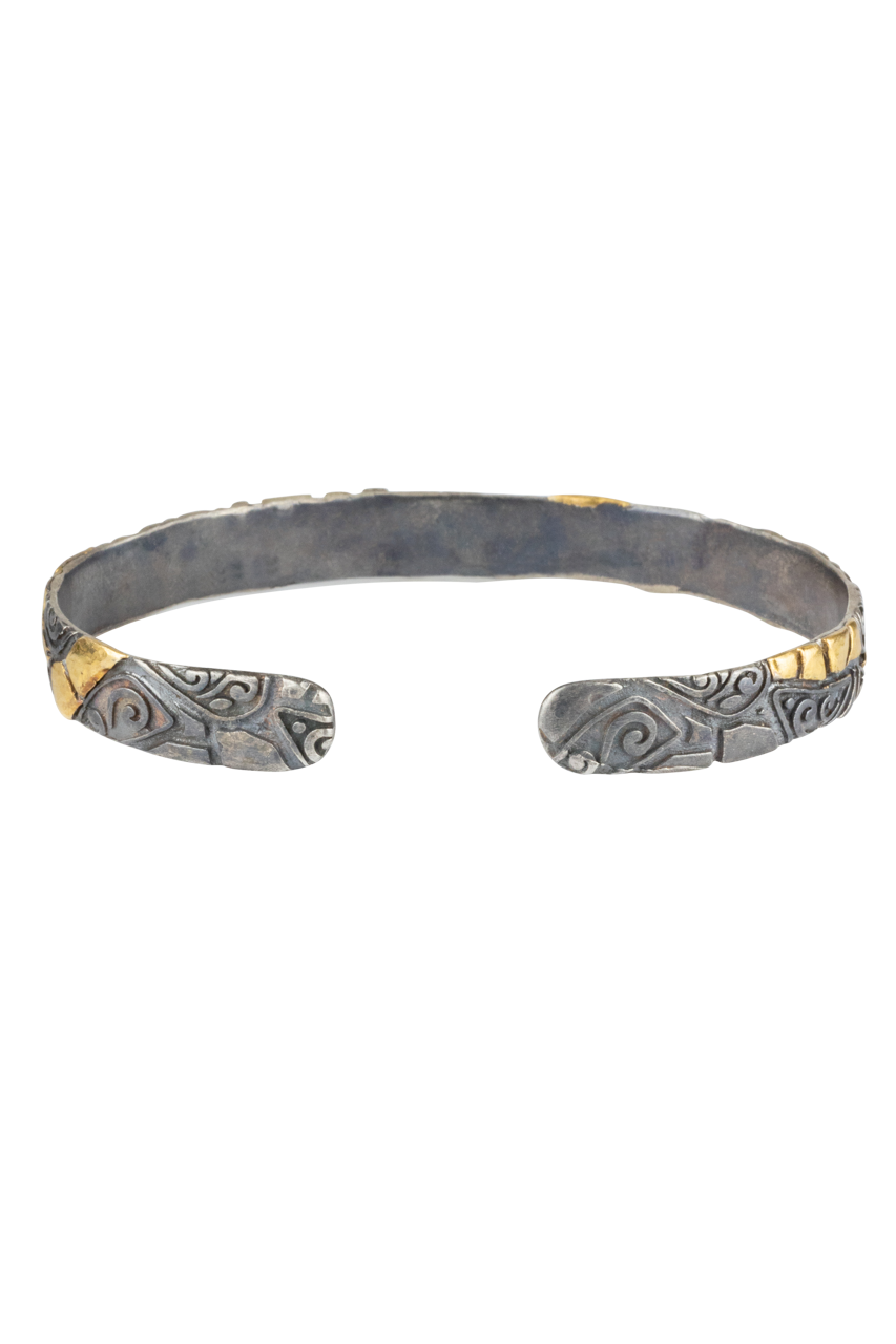 Silver & Gold Swirl Cuff Bracelet