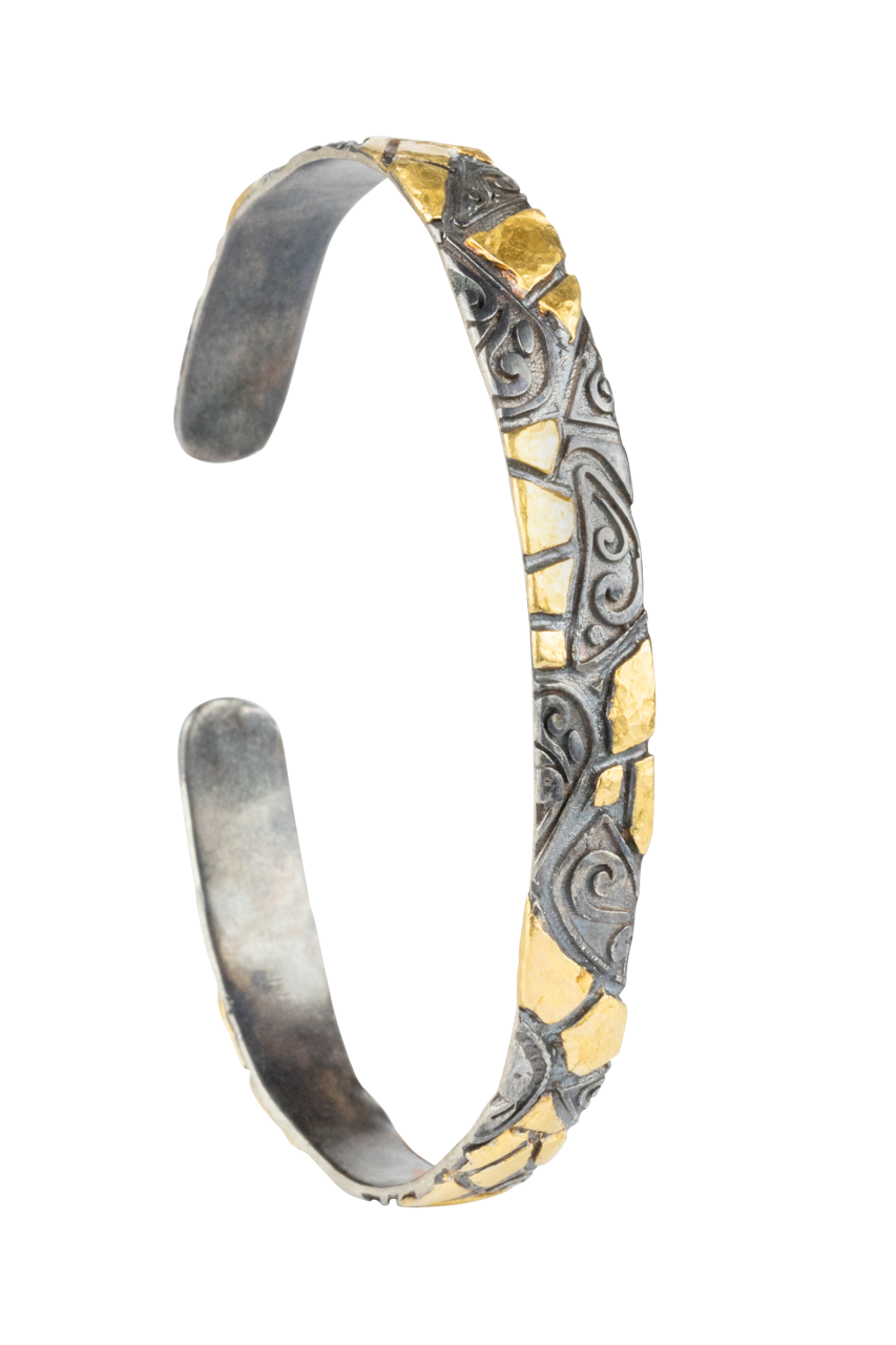 Silver & Gold Swirl Cuff Bracelet