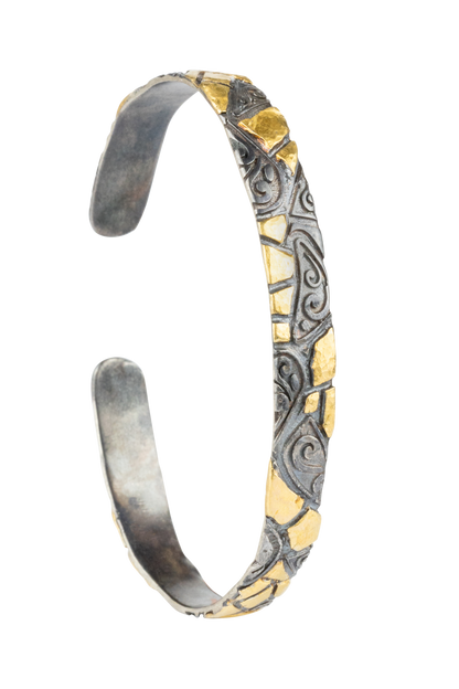 Silver & Gold Swirl Cuff Bracelet