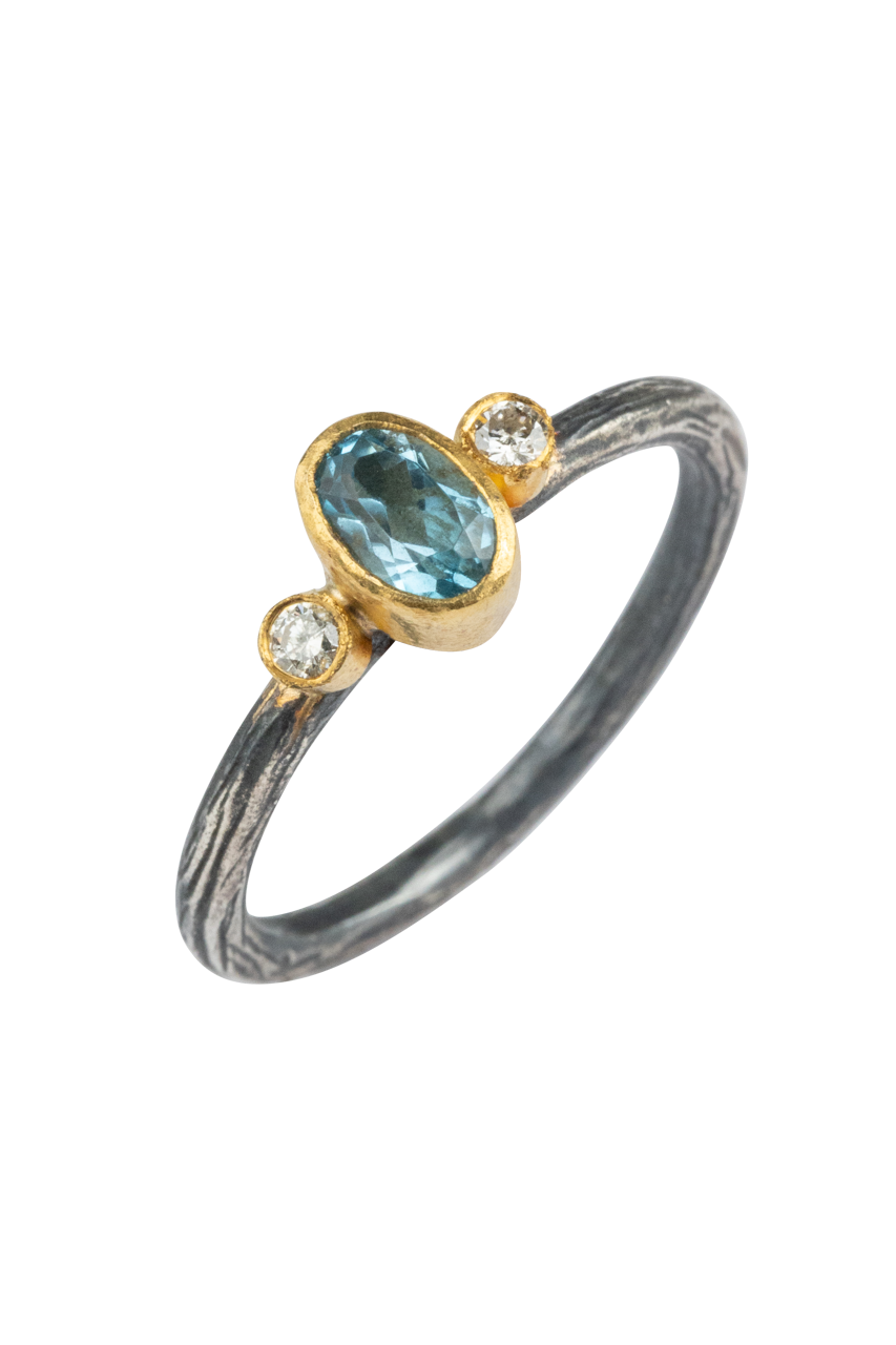 Blue Topaz & Diamond Ring