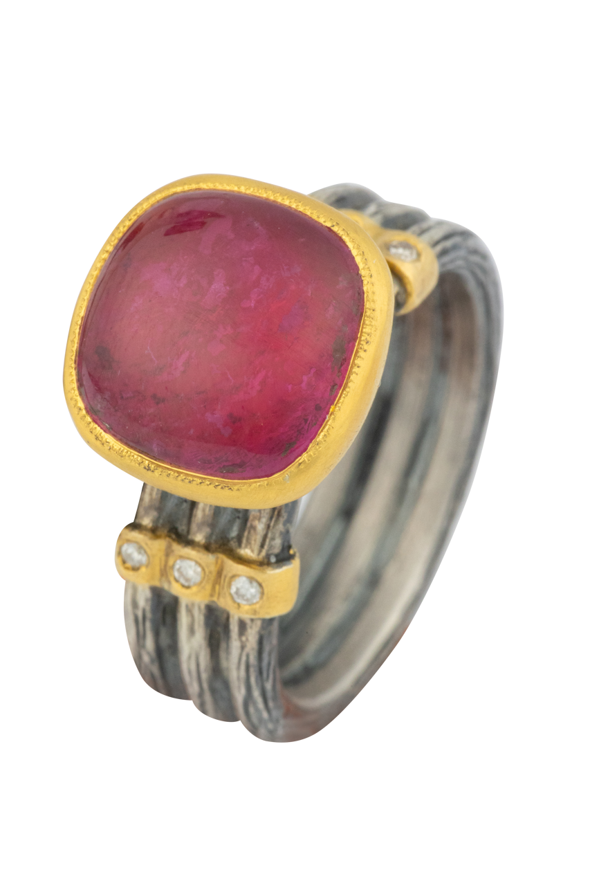 Pink Tourmaline & Diamond Ring