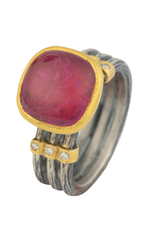 Pink Tourmaline & Diamond Ring