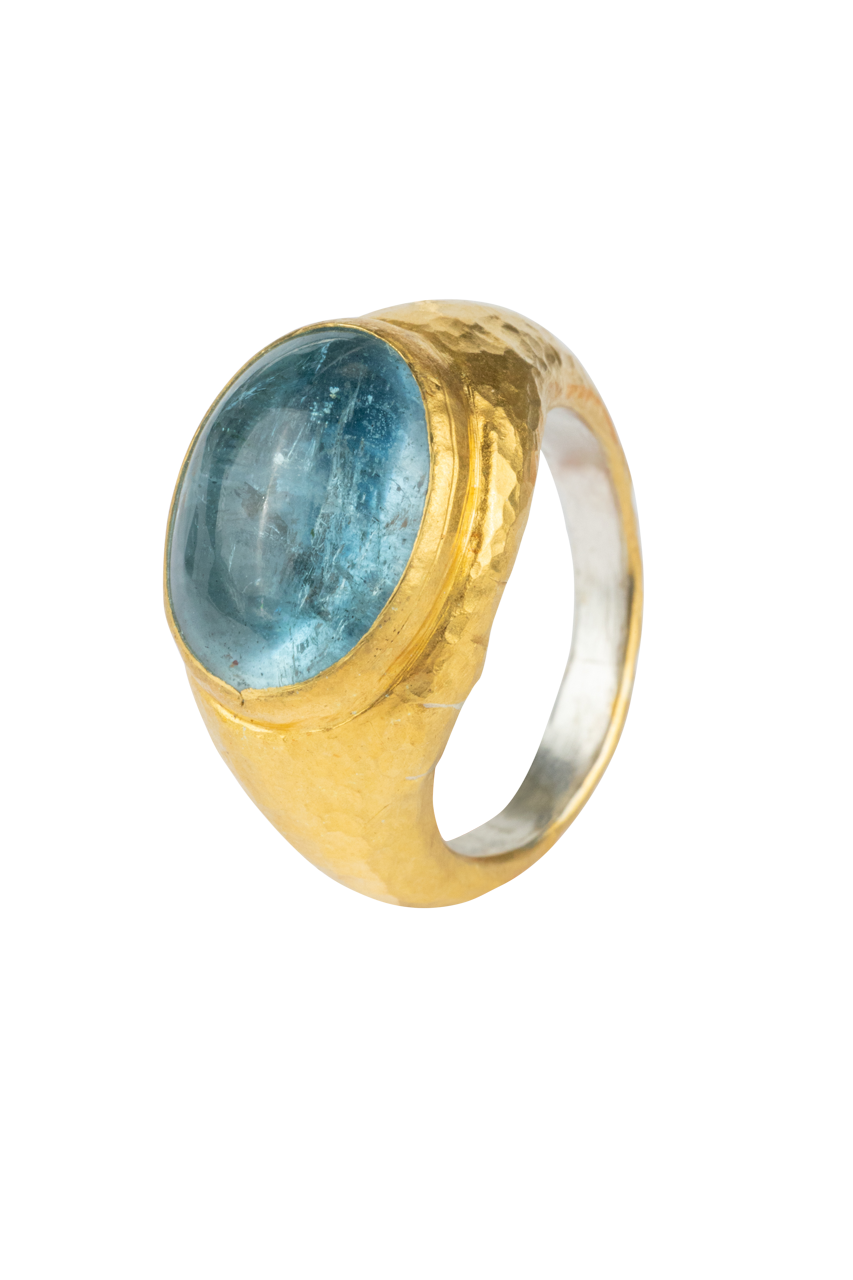 Aquamarine & 24K Gold Ring