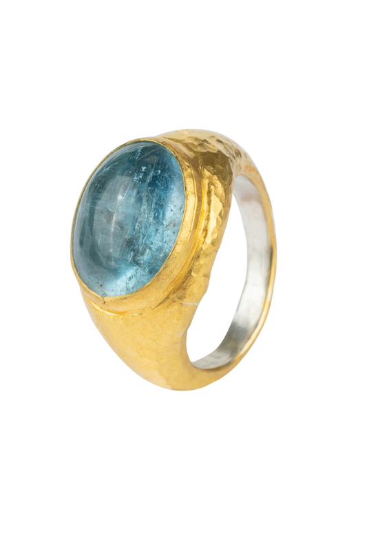 Aquamarine & 24K Gold Ring