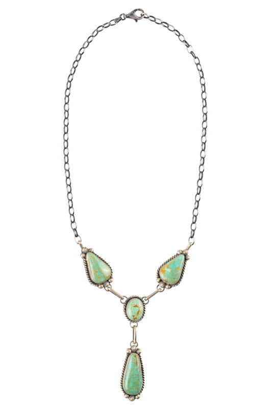 Cerrillos Turquoise & Silver Drop Necklace