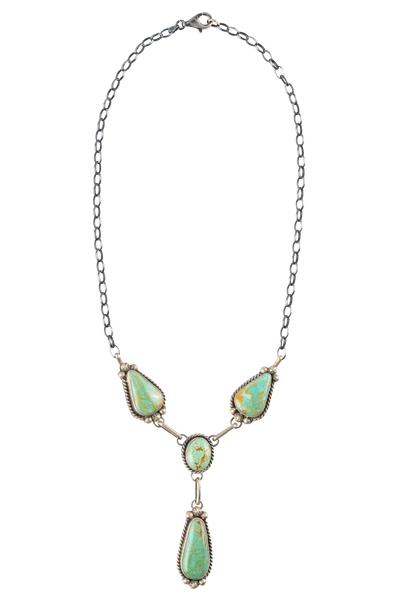 Cerrillos Turquoise and Silver Drop Necklace | Pinto Ranch