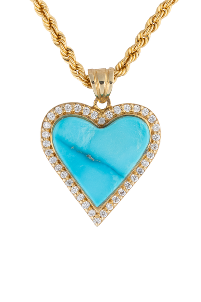 Diamond & Turquoise Heart Pendant