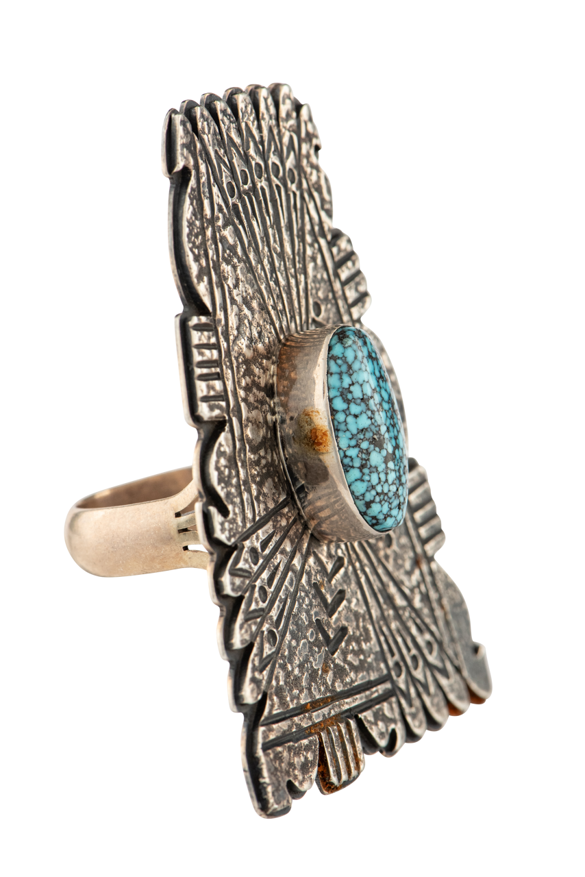 Spiderweb Kingman Turquoise Ring