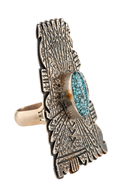 Spiderweb Kingman Turquoise Ring