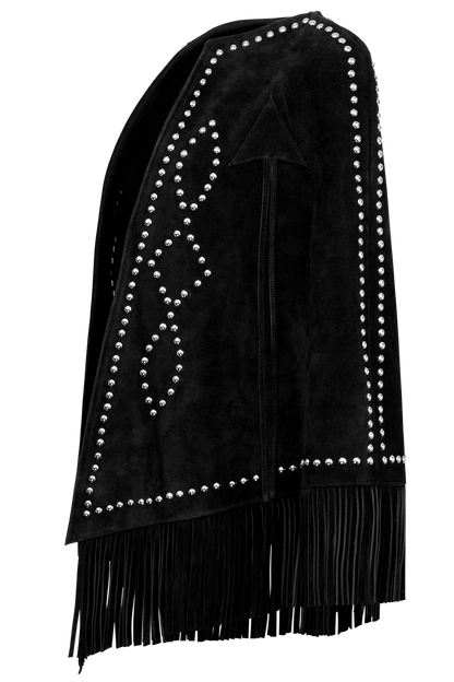 Western & Co. Midnight Studded Suede Cape