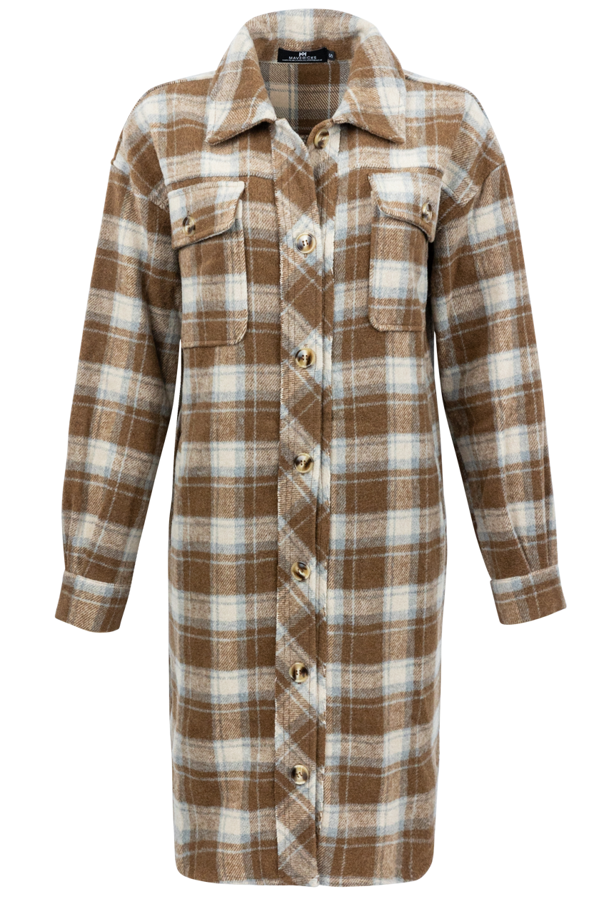 Maverick's Brown Midi Flannel Dress