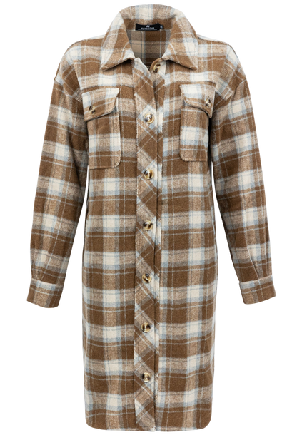 Maverick's Brown Midi Flannel Dress