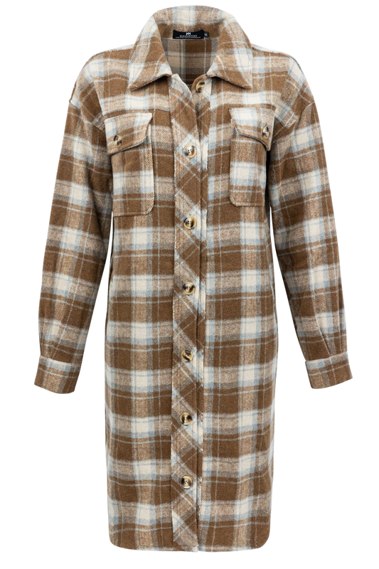 Maverick's Brown Midi Flannel Dress