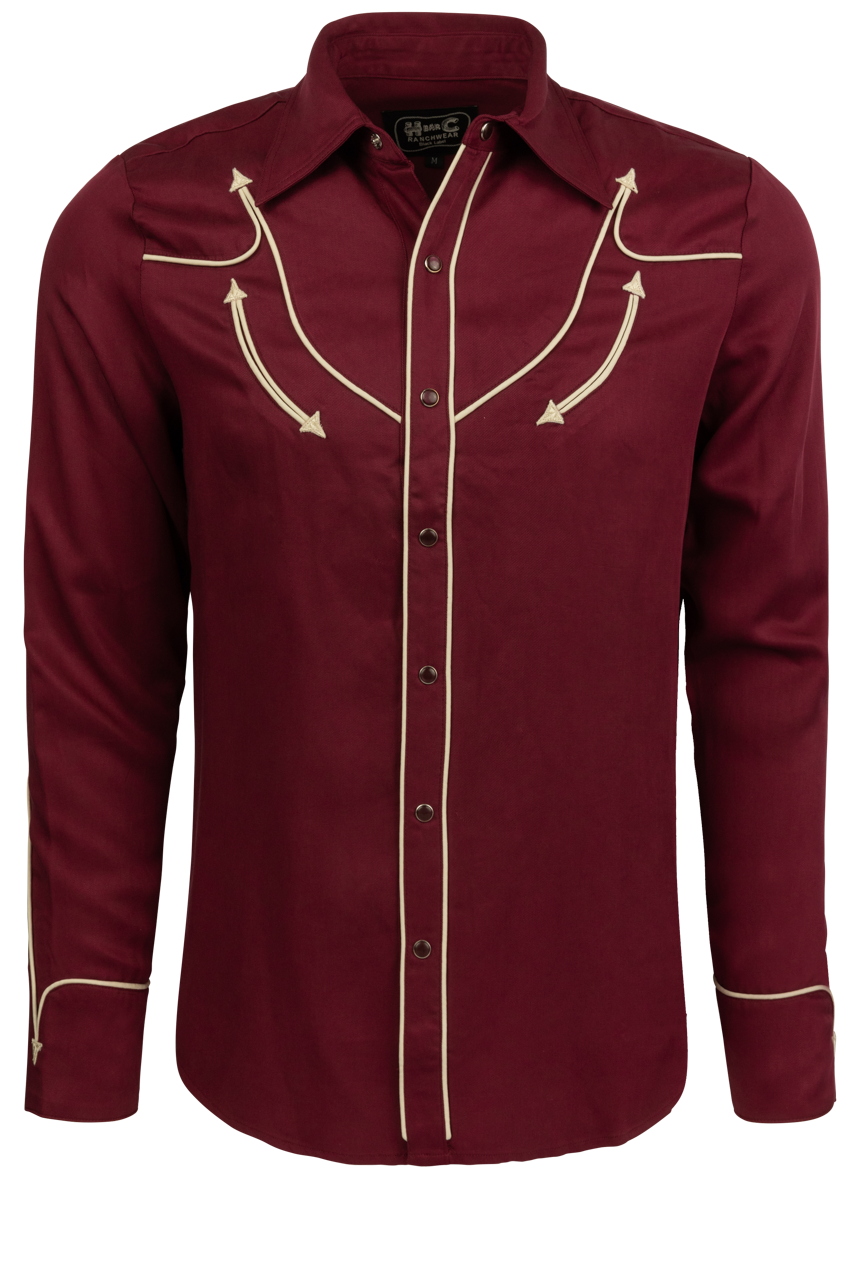 H Bar C Snap Front Reno Shirt - Maroon