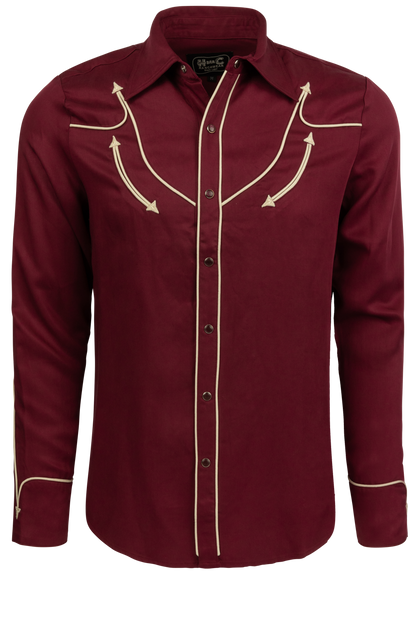 H Bar C Snap Front Reno Shirt - Maroon