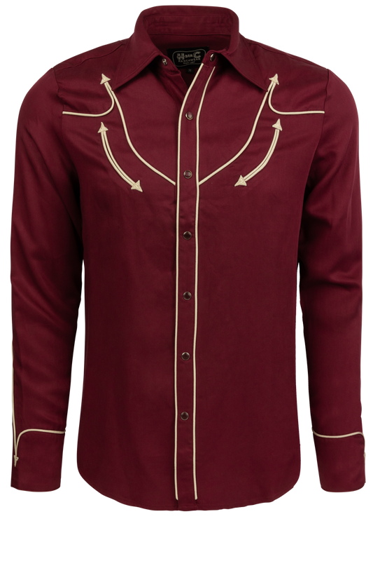 H Bar C Snap Front Reno Shirt - Maroon