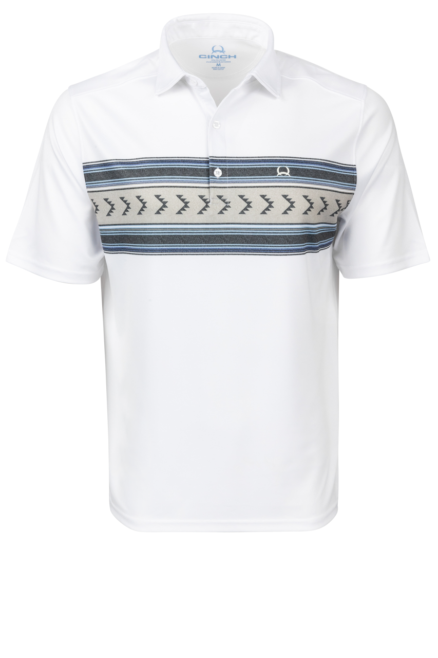 Cinch Arena Flex Polo Shirt - Geometric White