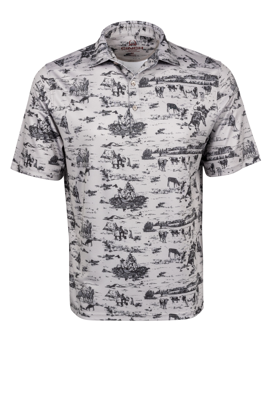 Cinch Arena Flex Polo Shirt - Western Gray