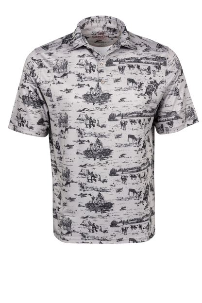 Cinch Arena Flex Polo Shirt - Western Gray
