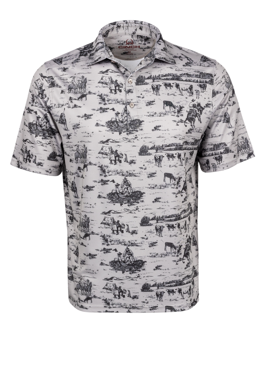 Cinch Arena Flex Polo Shirt - Western Gray