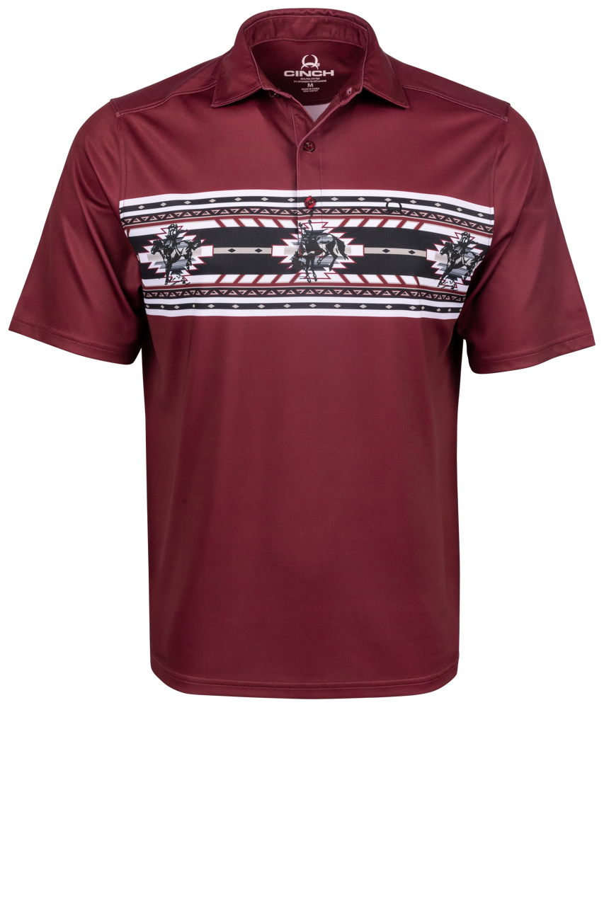 Cinch Arena Flex Polo Shirt - Western Burgundy