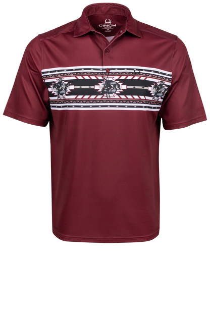 Cinch Arena Flex Polo Shirt - Western Burgundy