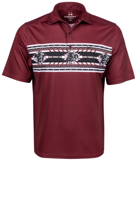 Cinch Arena Flex Polo Shirt - Western Burgundy