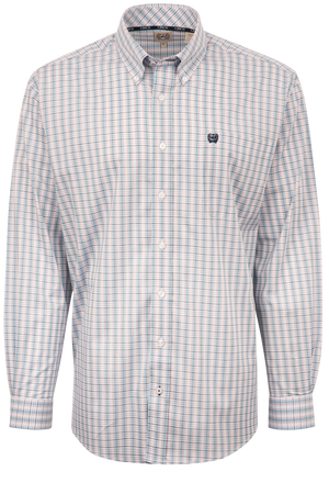 Cinch Check Button-Front Shirt - White